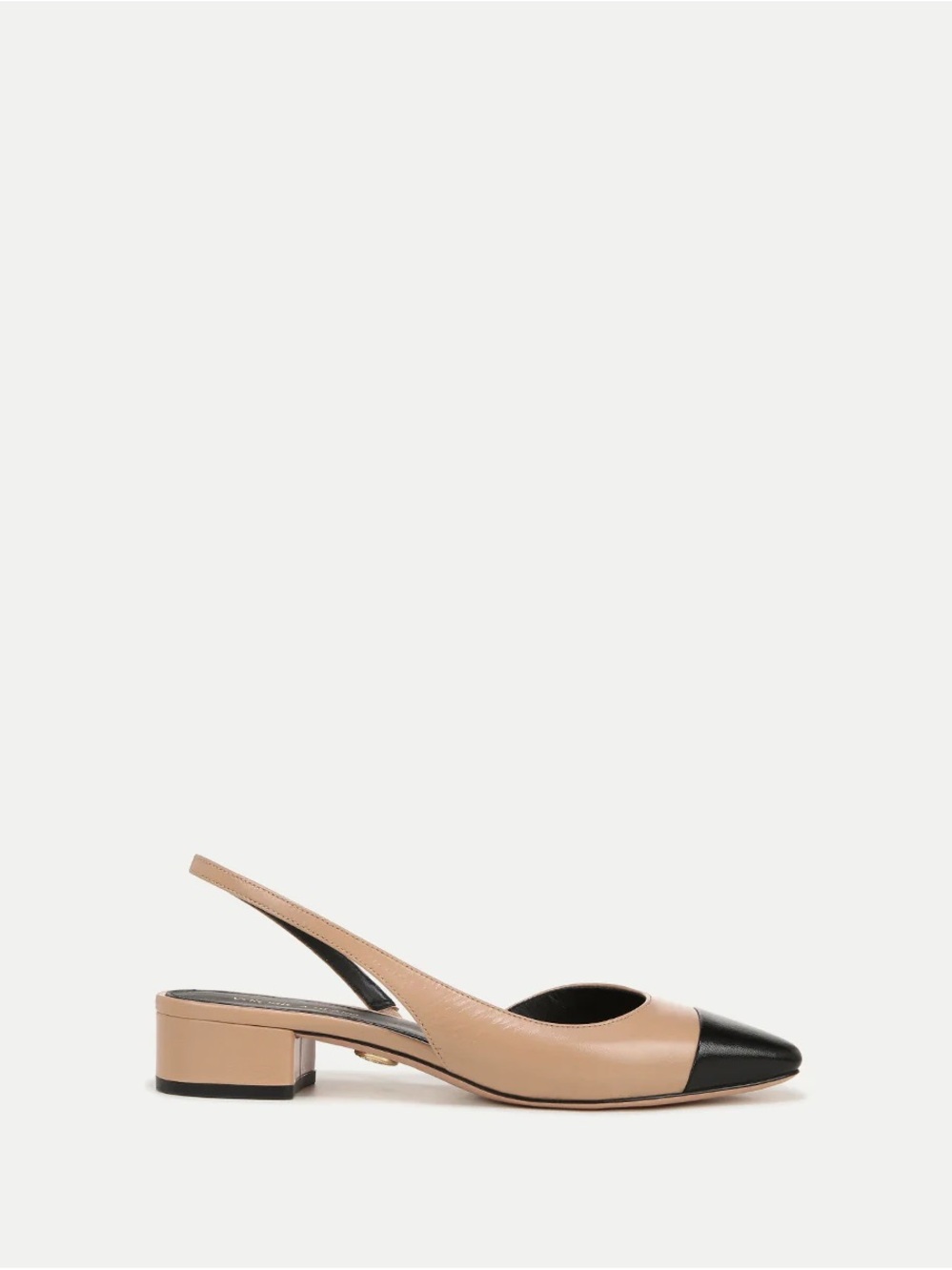 Veronica Beard Beige and Black Slingback Block Heel Pumps